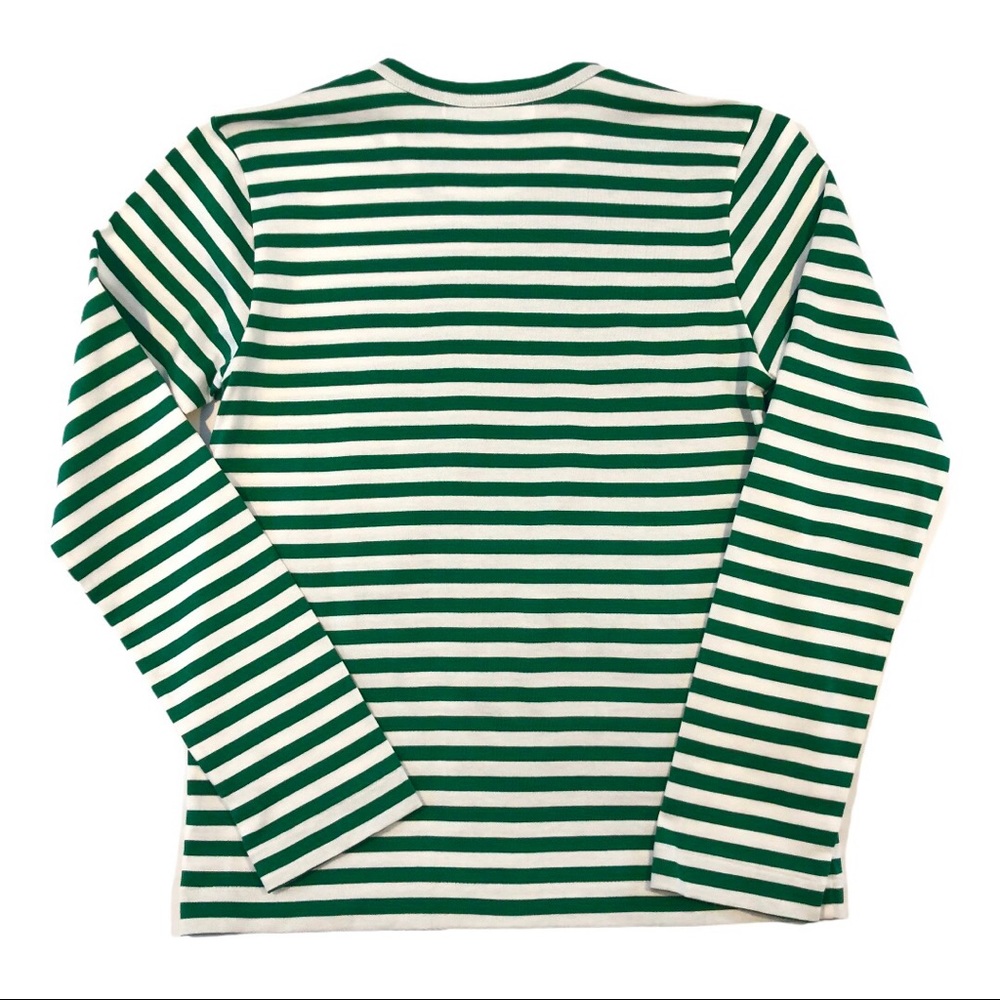 CDG PLAY LONG SLEEVE HEART LOGO STRIPE TEE M - Picture 6 of 10